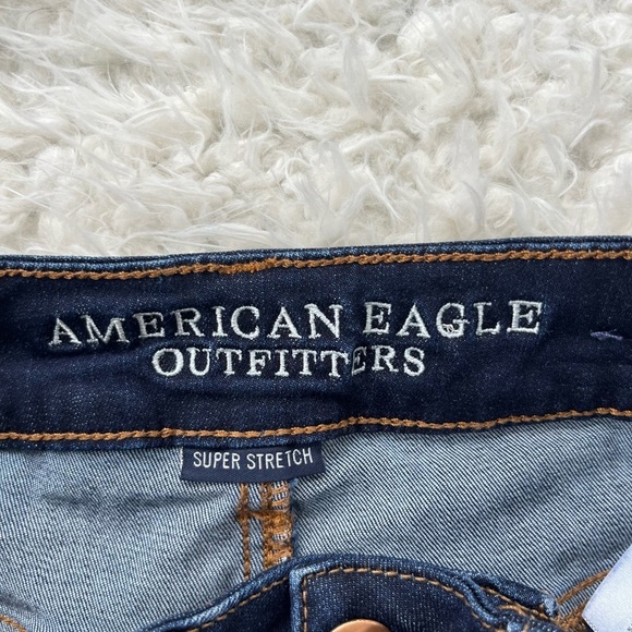 American‎ Eagle Outfitters Hi Rise Denim Shorts Blue Distressed Hem Size 0 EUC - Picture 4 of 6